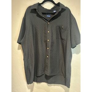Campia Mens XXL Black Textured Short Sleeve Button Down Shirt Easy Care Rayon